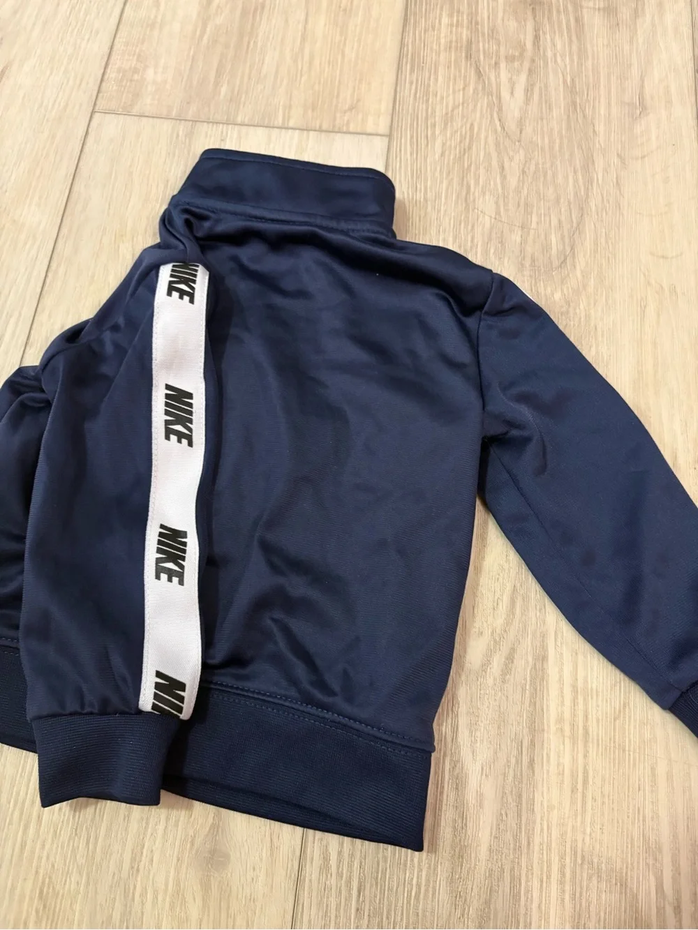 Nike Navy Blue Kids Full-Zip Track Jacket with White Logo Tape